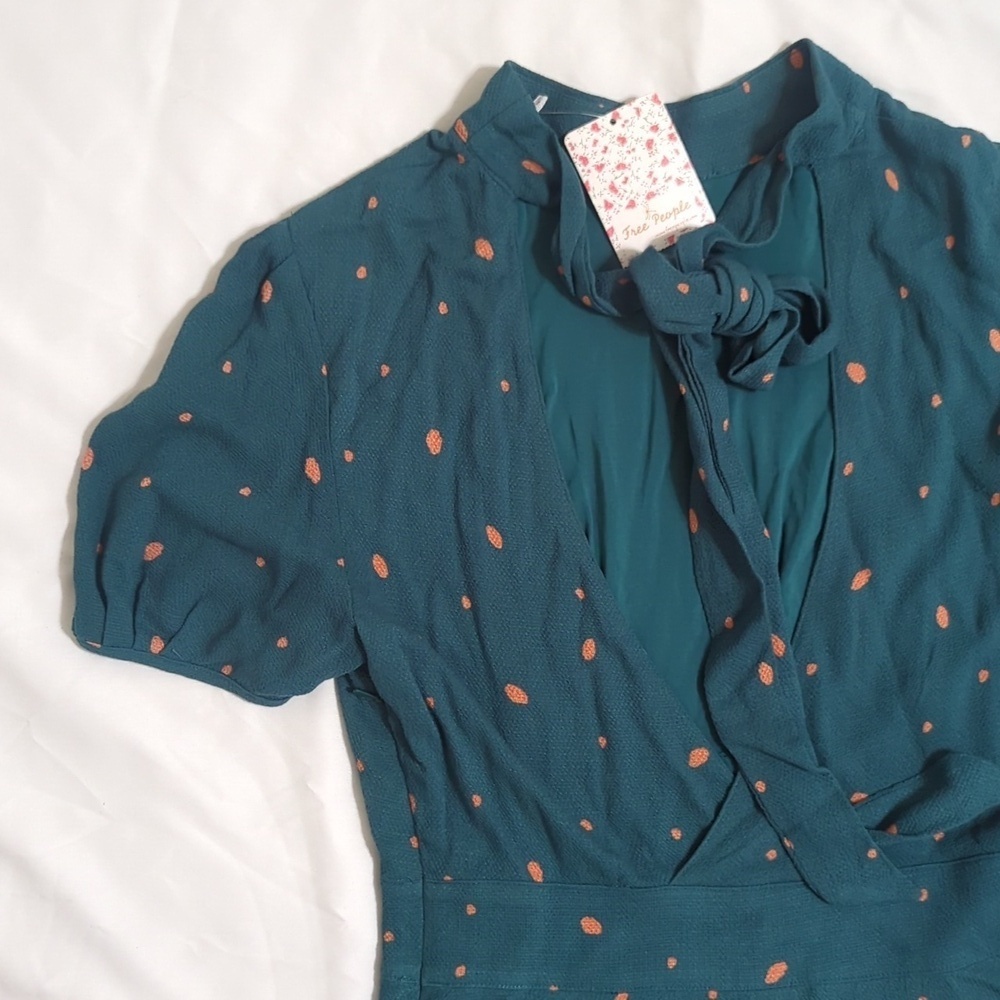 NWT Free People Abbie Reversible Mini Dress, Color Green Combo Size 2 - Picture 7 of 16